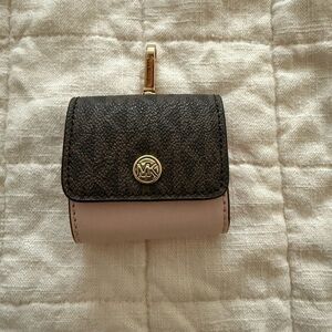 Michael Kors Brown Monogrammed and Pink AirPods Wallet